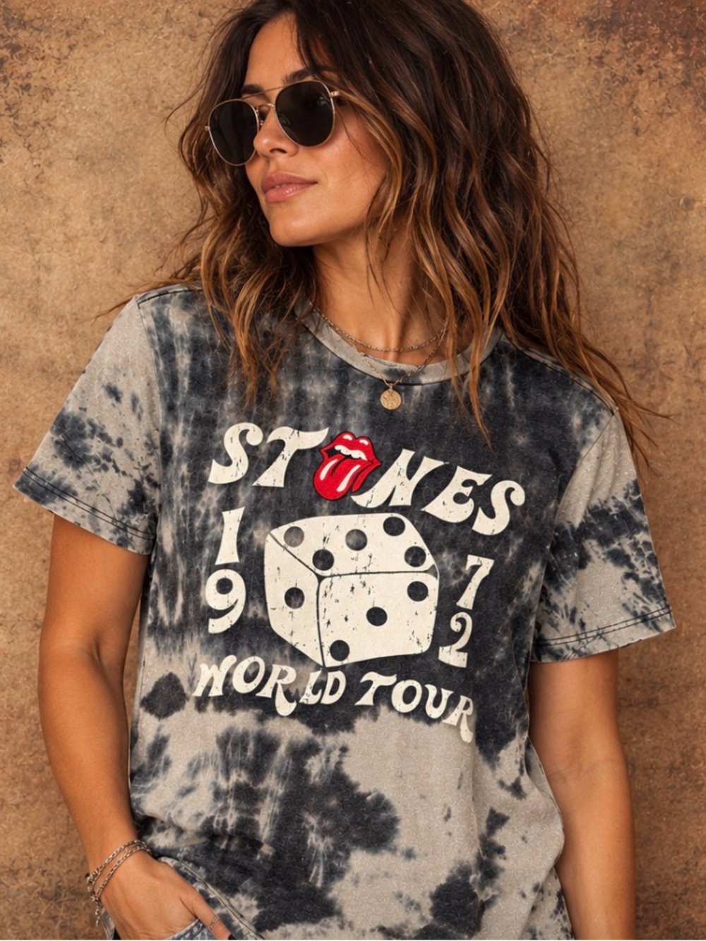 Rolling Stones Black & White Tie-Dye World Tour Graphic Tee